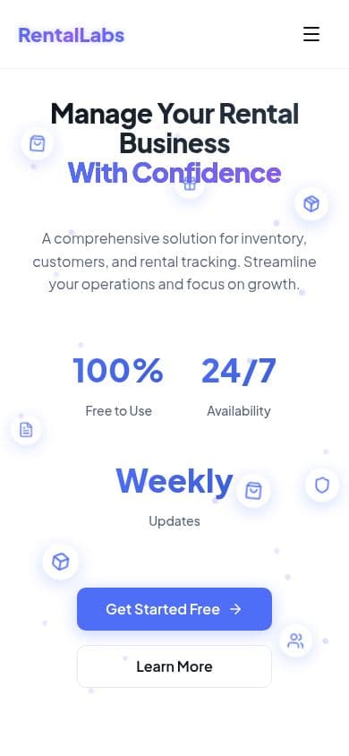 RentalLabs mobile view