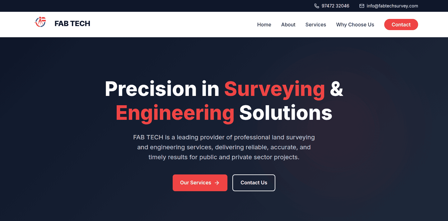 FAB TECH website designed and developed by FutureBytes